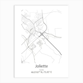 Joliette,Canada Minimalist Map Art Print