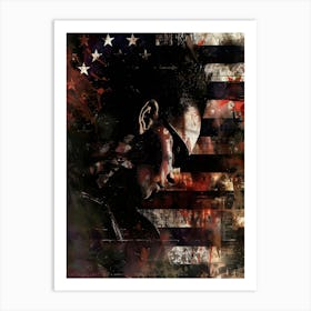 American Patriotic US Flag and Face Wall Art: Punk Aesthetic Art Print