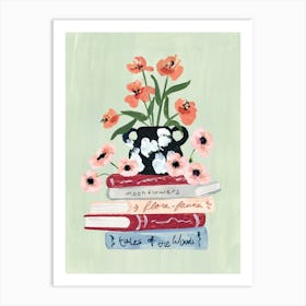 Still Life with Books and Flowers Art Print