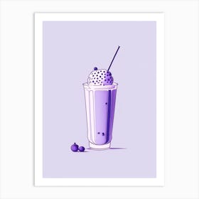 Blueberry Milkshake Dairy Food Minimal Line Drawing 3 Art Print