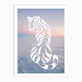 Clouds Tiger Pastels Sunset Blue Pink Sunrise Minimalist Abstract Contemporary Eclectic Art Print