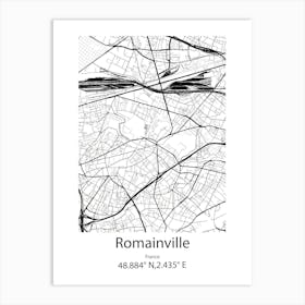 Romainville,France Minimalist Map Art Print