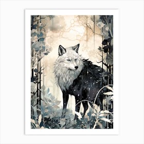 Tundra Wolf Vintage Painting 2 Art Print