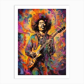 Jimi Hendrix Vintage Psycedellic 1 Art Print