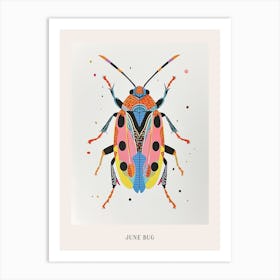 Colourful Insect Illustration June Bug 1 Poster Art Print
