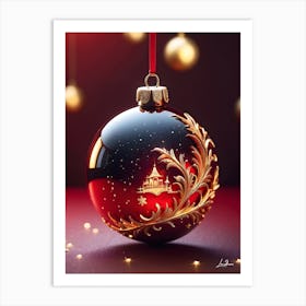 Splendid gold and red Christmas ball Art Print