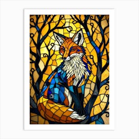 Stained Glass Fox 3 Art Print