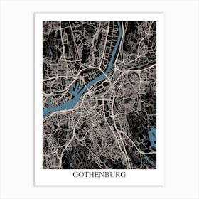 Gothenburg Black Blue Art Print