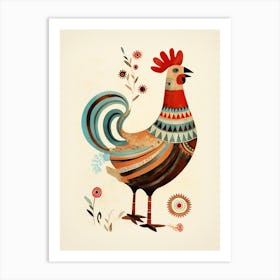 Rooster, primitive art 1 Art Print