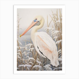 Winter Bird Painting Pelican 1 Art Print