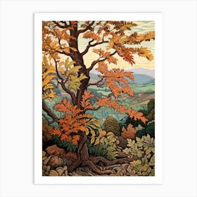 American Chestnut 3 Vintage Autumn Tree Print  Art Print