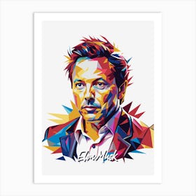 Elon Musk 03 Portrait WPAP Pop Art Art Print