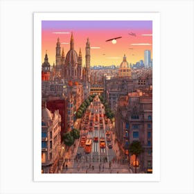 Barcelona Pixel Art 1 Art Print