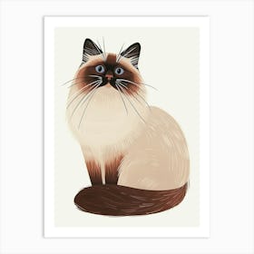 Birman Cat Clipart Illustration 1 Art Print