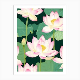 Lotus Flower Seamless Pattern Art Print