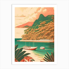 Malapascua Island Philippines Vintage Sketch Tropical Destination Art Print