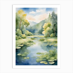 Watercolor Landscape Painting 2 Art Print