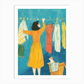 Laundry Day Feline Fun Art Print