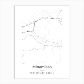 Minamiaso,Japan Minimalist Map Art Print