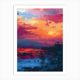 Abstract Sunset | Pixel Minimalism Art Series 2 Art Print