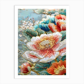 Embroidered Flowers 28 Art Print