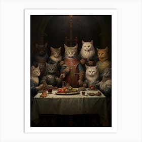 Gothic Style Cats Banqueting Art Print