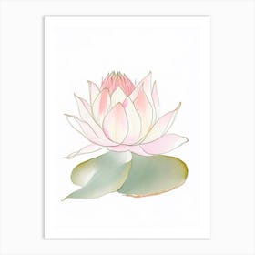 Sacred Lotus Pencil Illustration 4 Art Print