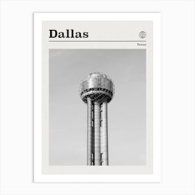 Dallas Texas Tower Black And White Art Print