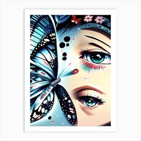 Butterfly And Eyes Art Print