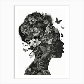 Portrait Of A Woman With Flowers 9 Art Print