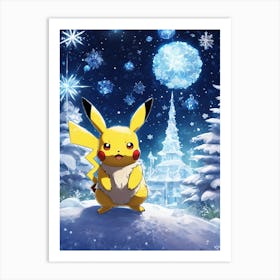 Snowy Pikachu wallpaper Art Print