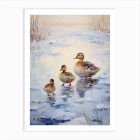 Icy Ducklings Brushstrokes 1 Art Print