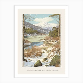 Vintage Winter Poster Snowdonia National Park United Kingdom 2 Art Print