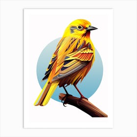 Colourful Geometric Bird Yellowhammer 2 Art Print