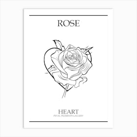 Rose Heart Line Drawing 2 Poster Art Print