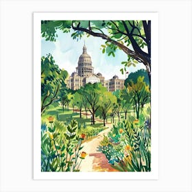 Storybook Illustration The Austin Texas State Capitol Austin Texas 3 Art Print