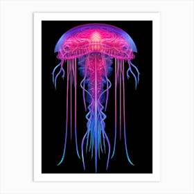 Mauve Stinger Jellyfish Neon Illustration 8 Art Print