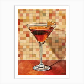 Cocktail In A Martini Glass On A Tiled Background 2 Art Print