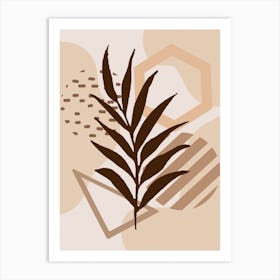 Leaf On A Beige Background 1 Art Print