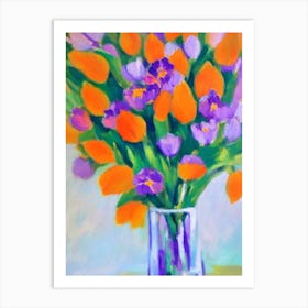 Crocus Floral Abstract Block Colour Flower Art Print