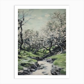 Grenn And White Trees In The Woods Painting 2 Art Print