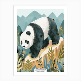 Giant Panda Walking On A Mountrain Poster 25 Art Print