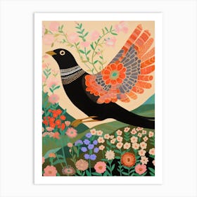 Maximalist Bird Painting Blackbird 2 Art Print