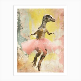 Dinosaur Dancing In A Tutu Pastels 2 Art Print