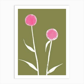 Pink & Green Globe Amaranth 1 Art Print