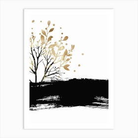 Gold And Black Tree Art Print