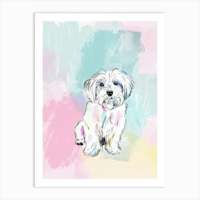 Havanese Dog Pastel Line Painting 1 Art Print