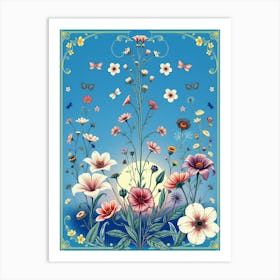 Flowers And Butterflies Art Print