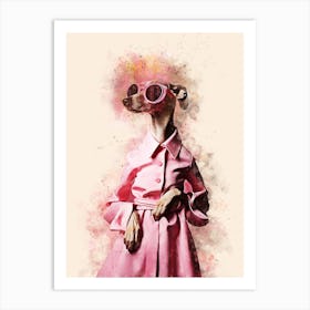 Pink Dog With Sunglasses Art Print