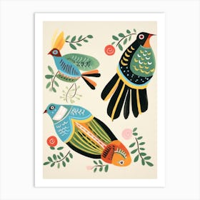 Folk Style Bird Painting Pheasant 1 Art Print